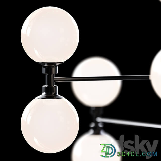 Large light pendant Grover with glass spheres in black Pendant light 3D Models