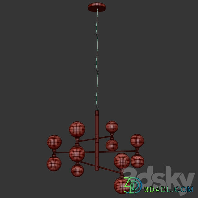 Large light pendant Grover with glass spheres in black Pendant light 3D Models