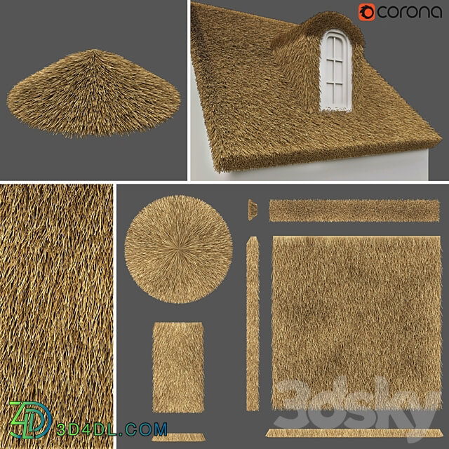 Thatched roof set Thatched roof. Constructor. Other 3D Models