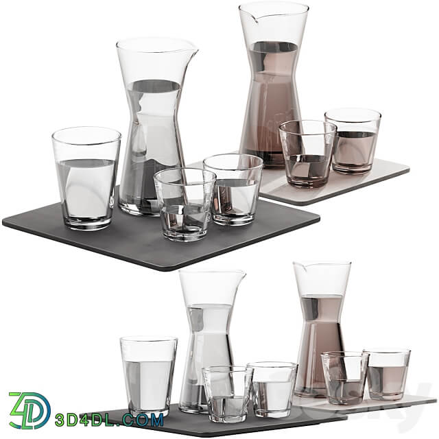 133 dishes decor set 08 iittala kartio clear and linen 3D Models