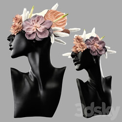 Mannequin Head Bust with a bouquet Other decorative objects 3D Models 