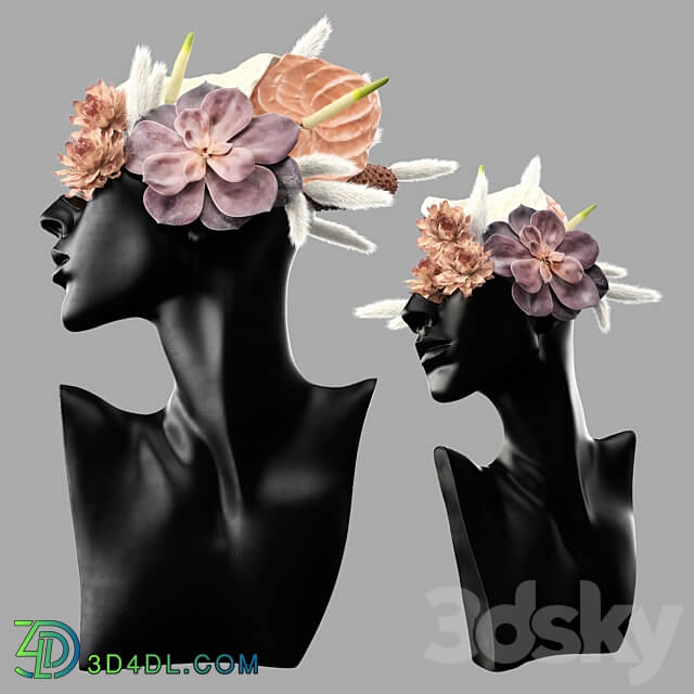 Mannequin Head Bust with a bouquet Other decorative objects 3D Models