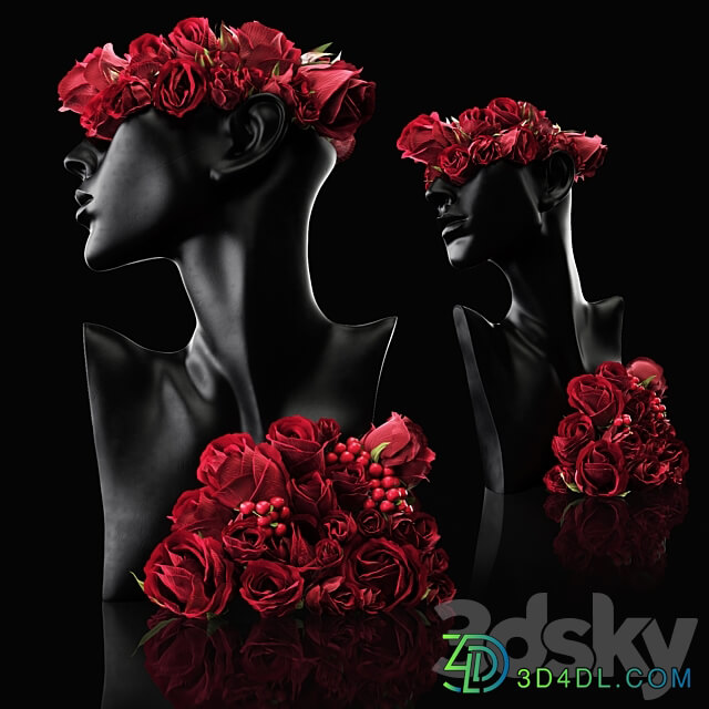 Mannequin Head Bust with a bouquet Other decorative objects 3D Models