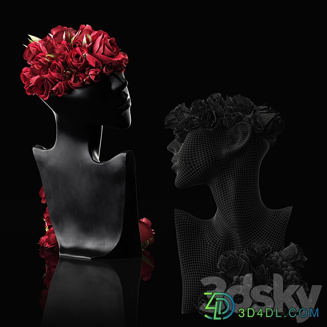 Mannequin Head Bust with a bouquet Other decorative objects 3D Models