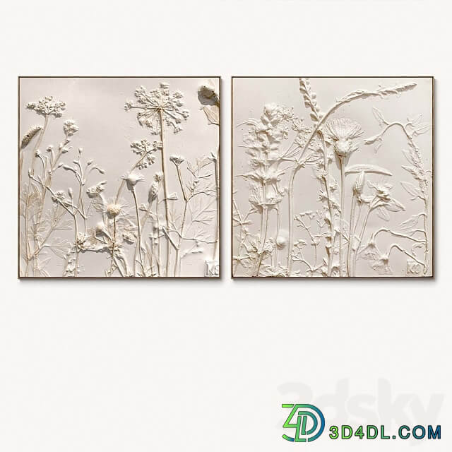 Plaster two square photo frames 68 3D Models