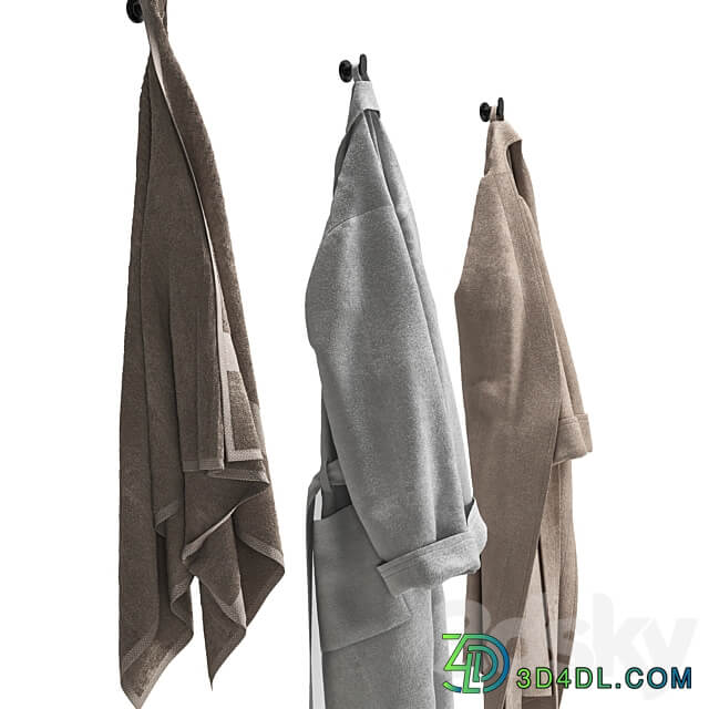 Laundry basket Bathrobe and Towel 3D Models