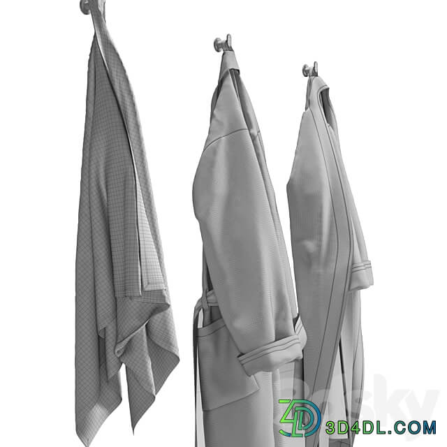 Laundry basket Bathrobe and Towel 3D Models