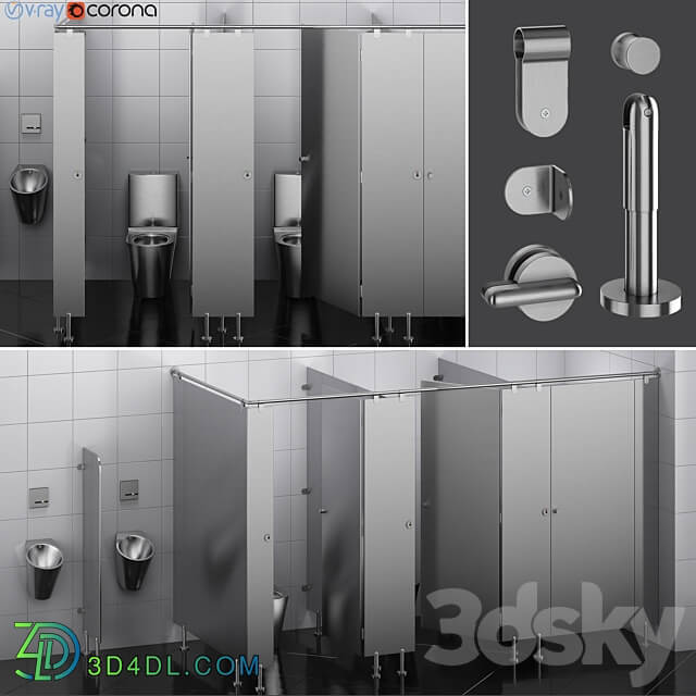 Sanitary partitions for public toilets FunderMax 2 designer 3D Models