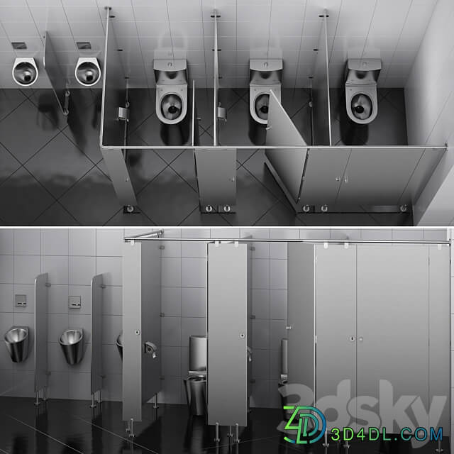 Sanitary partitions for public toilets FunderMax 2 designer 3D Models