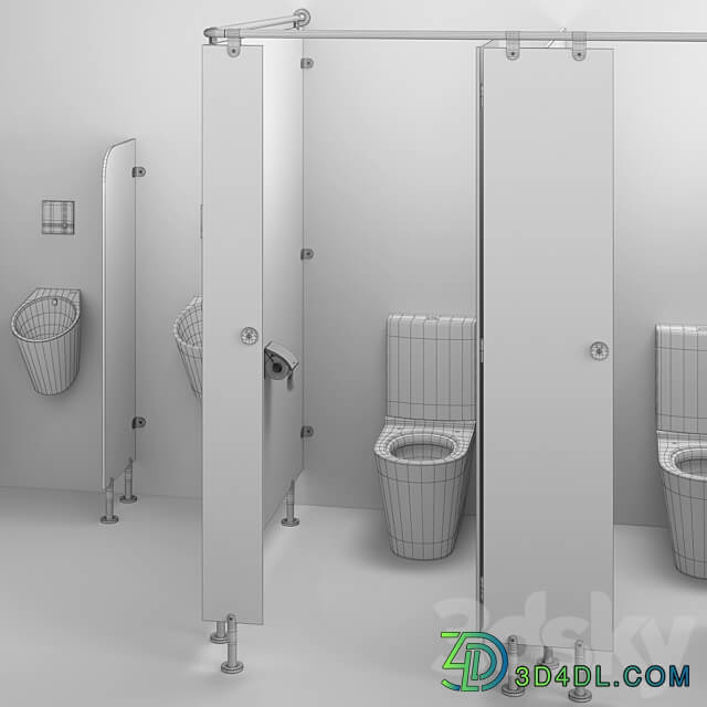 Sanitary partitions for public toilets FunderMax 2 designer 3D Models