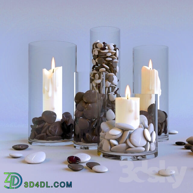 candles in glass flasks