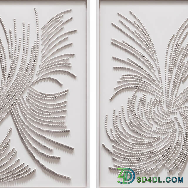 Panel White Diptych 3D Models