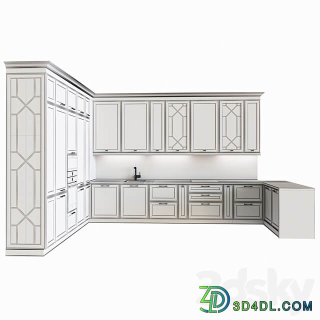 Neoclassical kitchen 07 Kitchen 3D Models