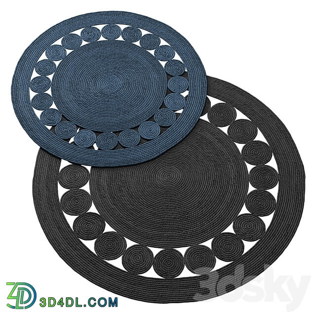 Natural Round shape Braided Jute Rug 3D Models