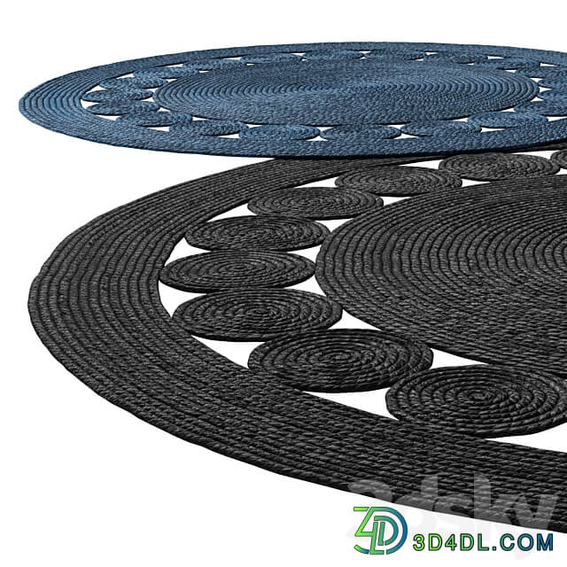 Natural Round shape Braided Jute Rug 3D Models