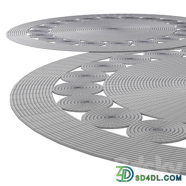 Natural Round shape Braided Jute Rug 3D Models