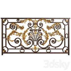 Classic forging wrought iron railing Fence 3D Models 