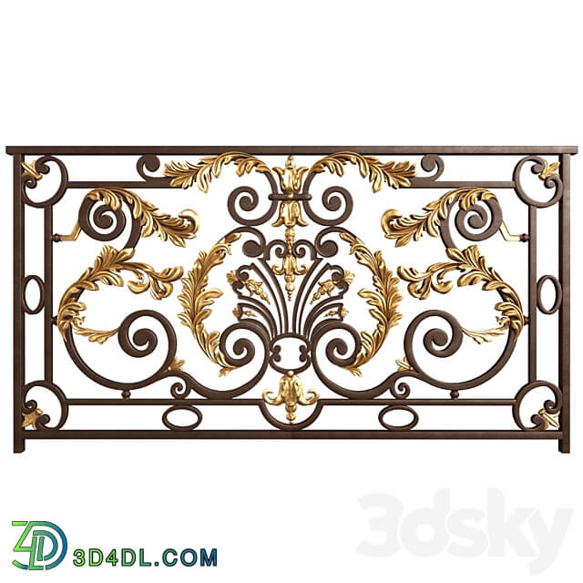 Classic forging wrought iron railing Fence 3D Models