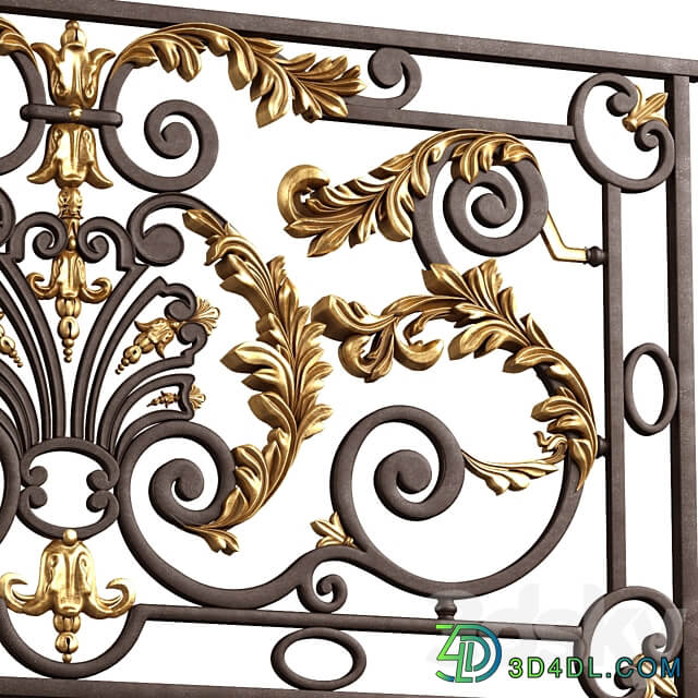 Classic forging wrought iron railing Fence 3D Models