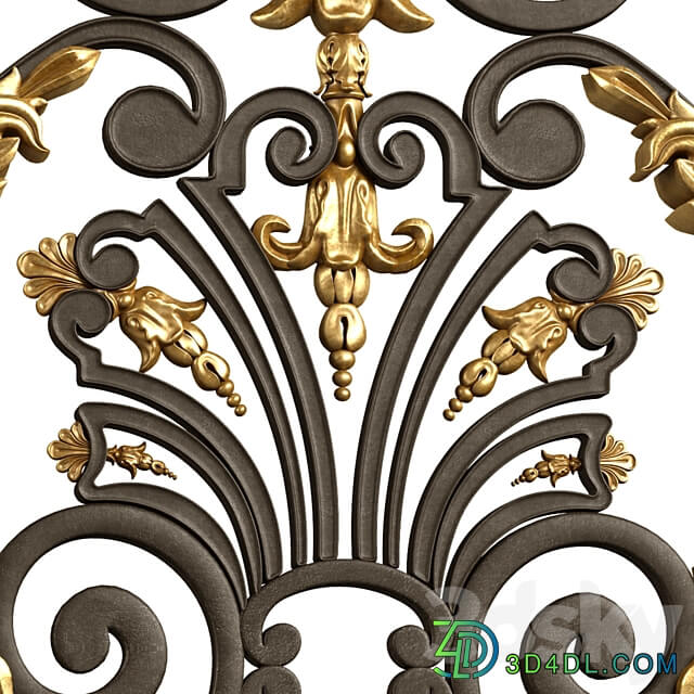 Classic forging wrought iron railing Fence 3D Models