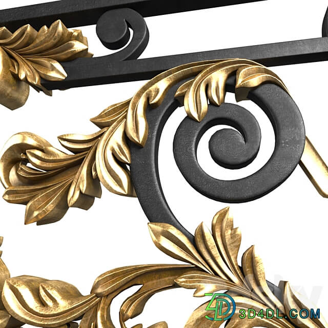 Classic forging wrought iron railing Fence 3D Models