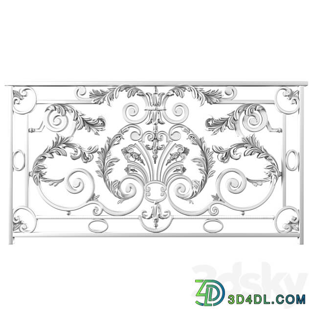 Classic forging wrought iron railing Fence 3D Models