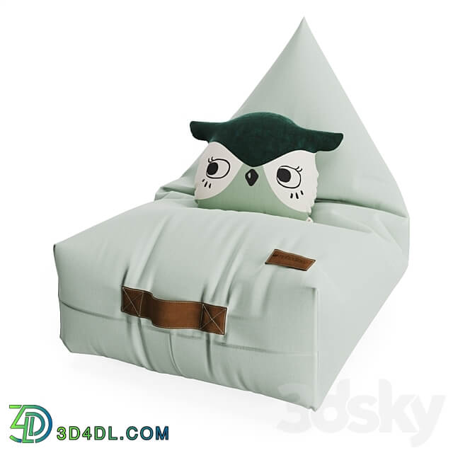 Bean bag chair and owl pillow from NOBODINOZ Miscellaneous 3D Models