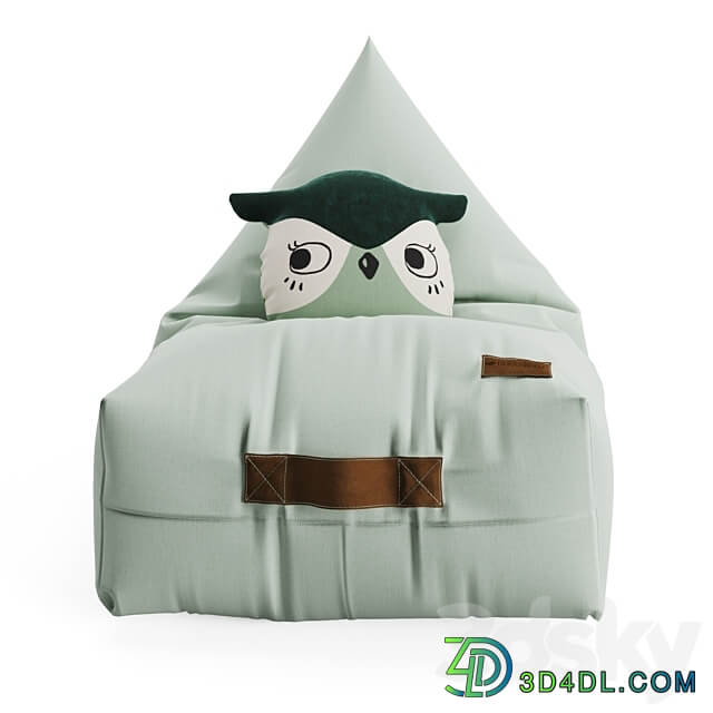 Bean bag chair and owl pillow from NOBODINOZ Miscellaneous 3D Models