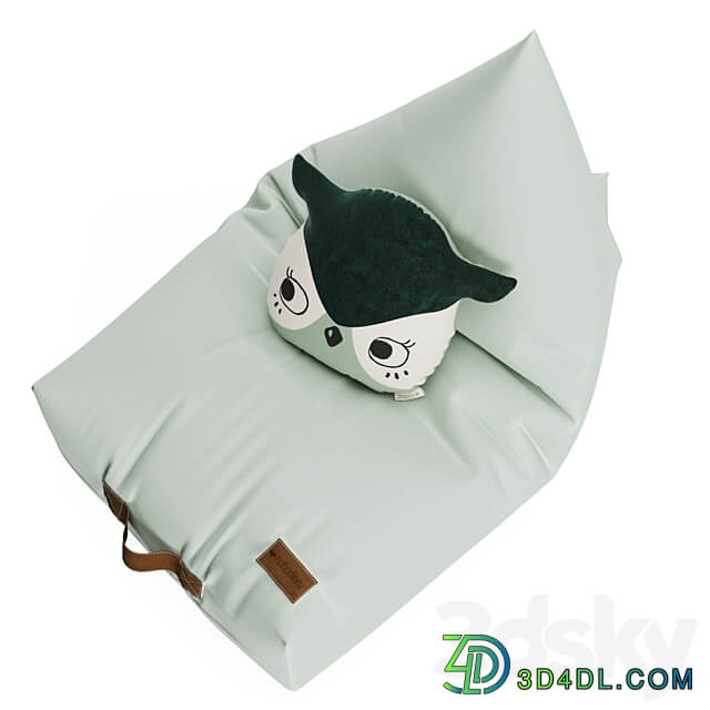 Bean bag chair and owl pillow from NOBODINOZ Miscellaneous 3D Models