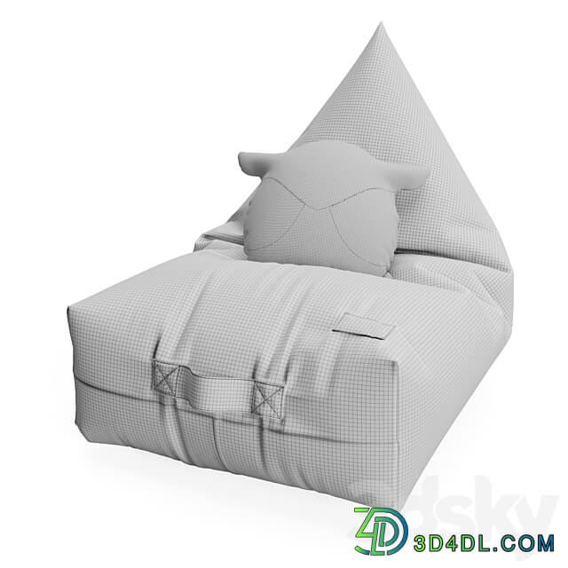 Bean bag chair and owl pillow from NOBODINOZ Miscellaneous 3D Models