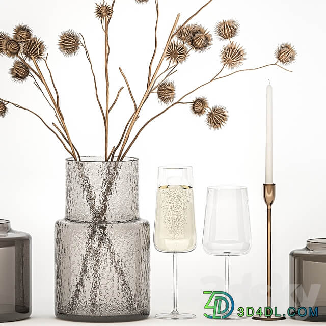 Bouquet 253. dried flower branches thorns eco design dry vase natural decor bouquet thorn wedding a glass of sparkling wine 3D Models