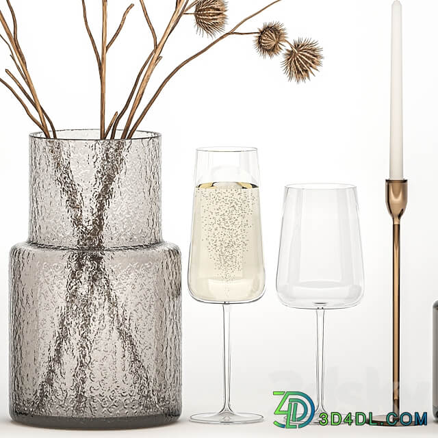 Bouquet 253. dried flower branches thorns eco design dry vase natural decor bouquet thorn wedding a glass of sparkling wine 3D Models