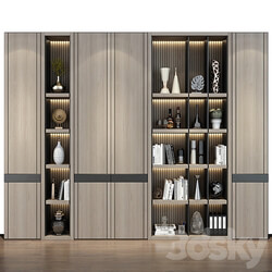 Modern luxury wooden bookshelf GHS 2358 Wardrobe Display cabinets 3D Models 