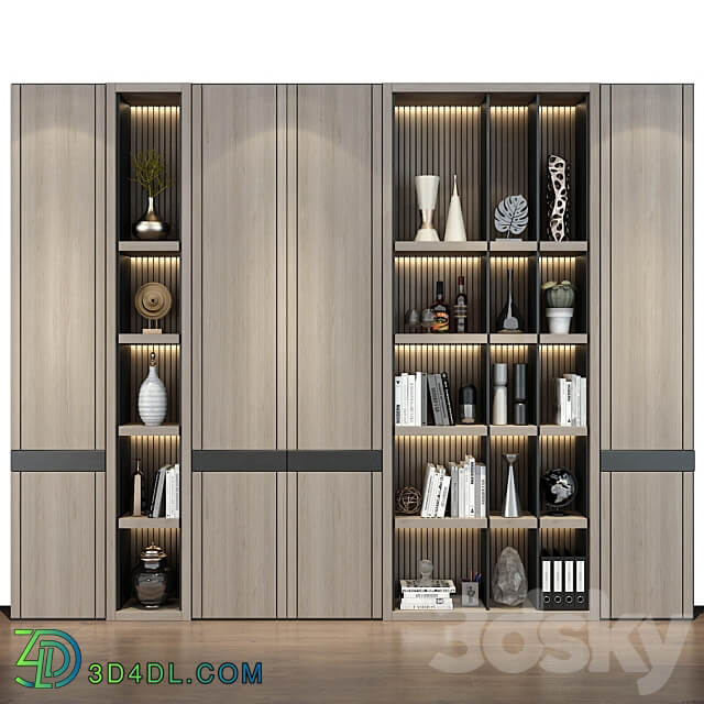 Modern luxury wooden bookshelf GHS 2358 Wardrobe Display cabinets 3D Models