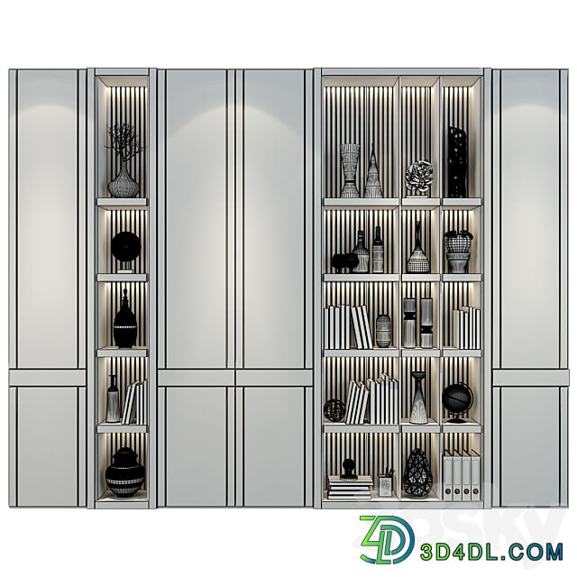 Modern luxury wooden bookshelf GHS 2358 Wardrobe Display cabinets 3D Models