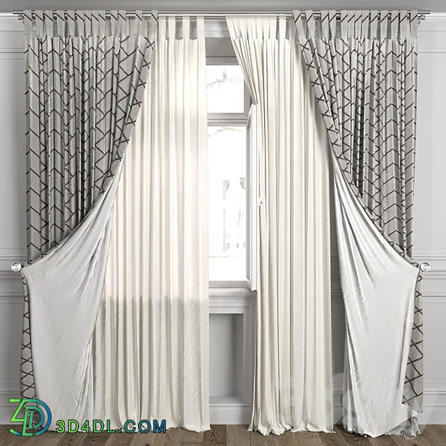 Curtains with window 484C 3D Models