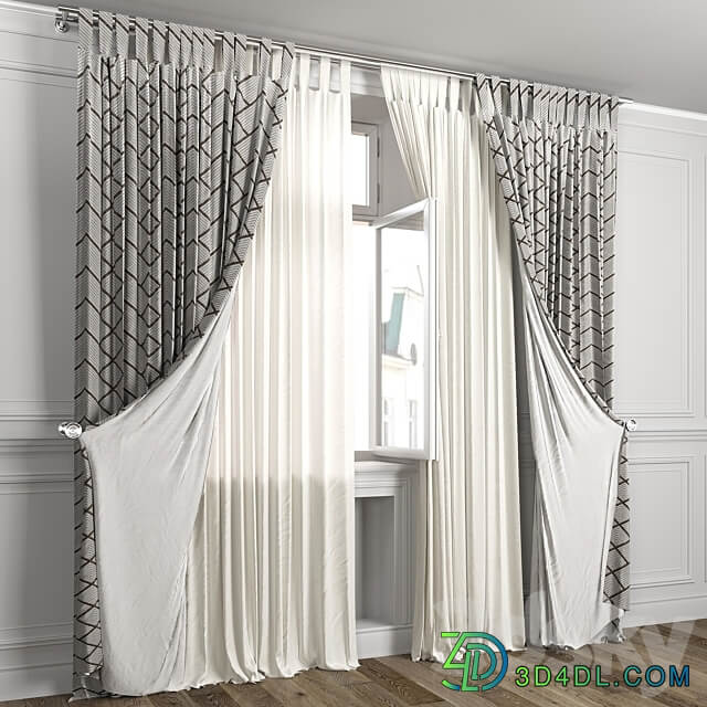 Curtains with window 484C 3D Models