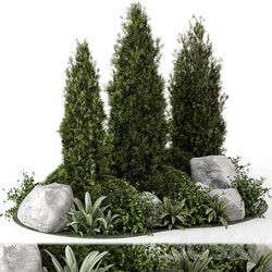 Outdoor Garden Set Bush and Tree Garden Set 846 3D Models 