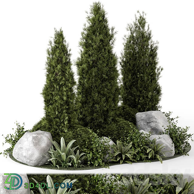 Outdoor Garden Set Bush and Tree Garden Set 846 3D Models