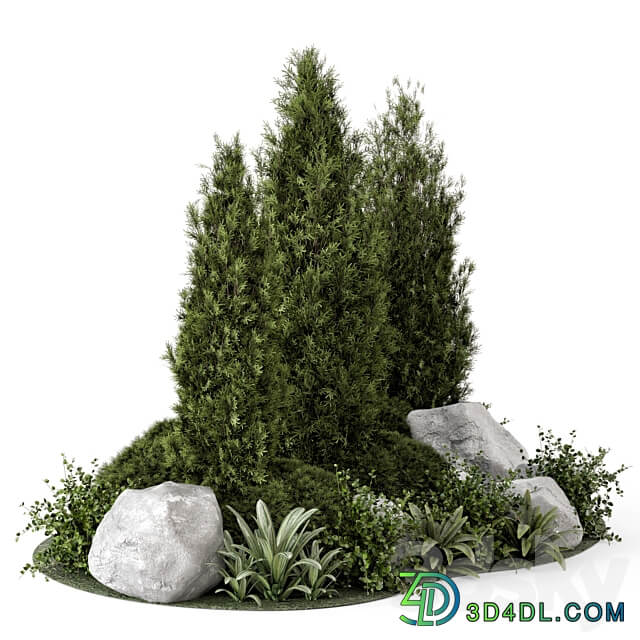 Outdoor Garden Set Bush and Tree Garden Set 846 3D Models