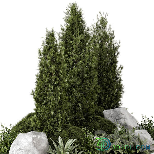 Outdoor Garden Set Bush and Tree Garden Set 846 3D Models