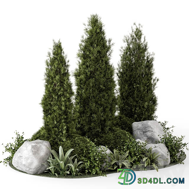 Outdoor Garden Set Bush and Tree Garden Set 846 3D Models