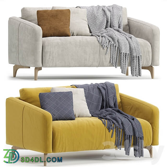 Sofa Ljeri Mini Barhat Beige Velvet Light by Divan.ru 4 Colors Sofa Ljeri Mini 3D Models