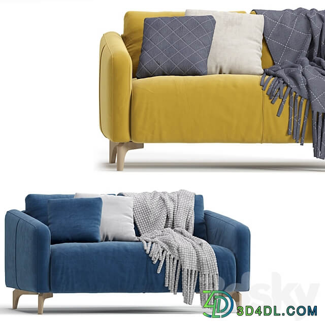 Sofa Ljeri Mini Barhat Beige Velvet Light by Divan.ru 4 Colors Sofa Ljeri Mini 3D Models