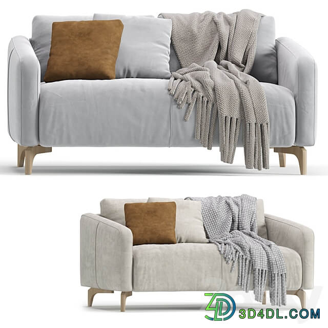 Sofa Ljeri Mini Barhat Beige Velvet Light by Divan.ru 4 Colors Sofa Ljeri Mini 3D Models