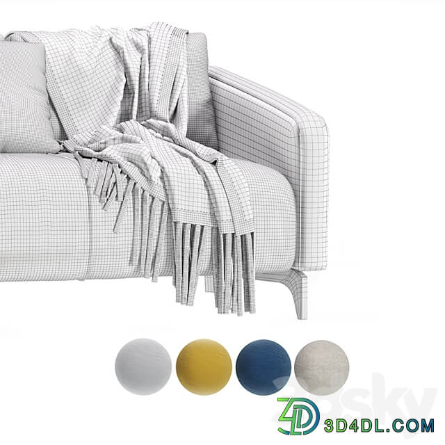 Sofa Ljeri Mini Barhat Beige Velvet Light by Divan.ru 4 Colors Sofa Ljeri Mini 3D Models