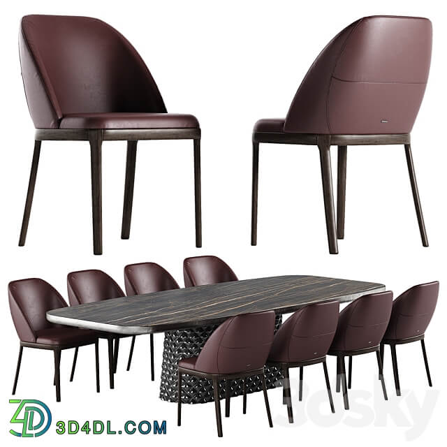 Cattelan Italia Atrium Keramik Premium table Mariel chair set Table Chair 3D Models