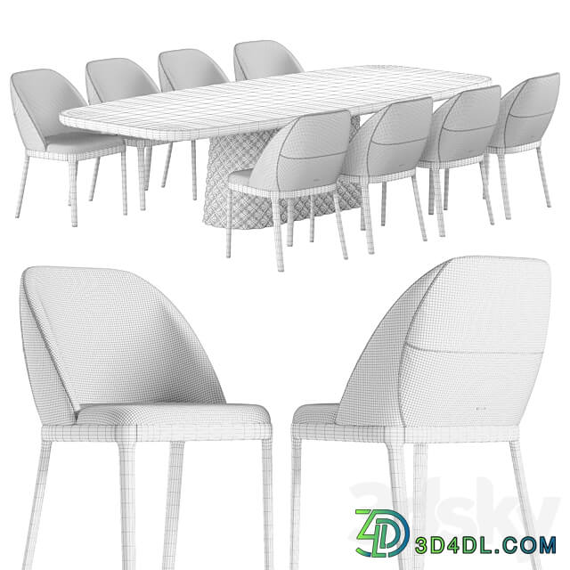 Cattelan Italia Atrium Keramik Premium table Mariel chair set Table Chair 3D Models