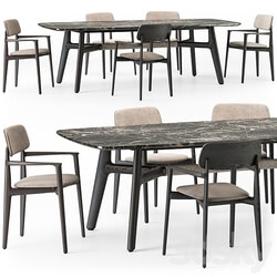 Poliform Curve dining table armchair set Table Chair 3D Models 