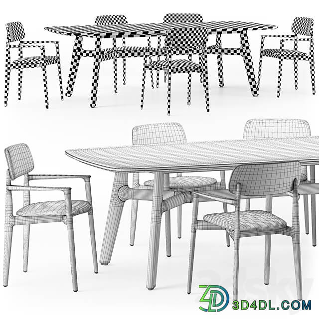 Poliform Curve dining table armchair set Table Chair 3D Models